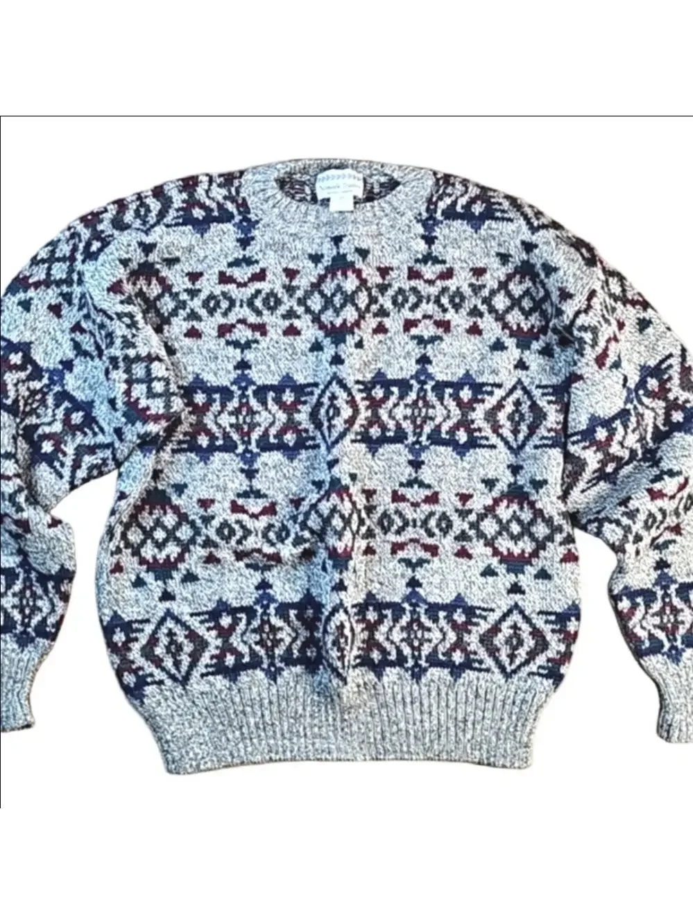 Nomadic Traders 100% Wool Knit Southwest Nordic Crew Neck Pullover Sweater